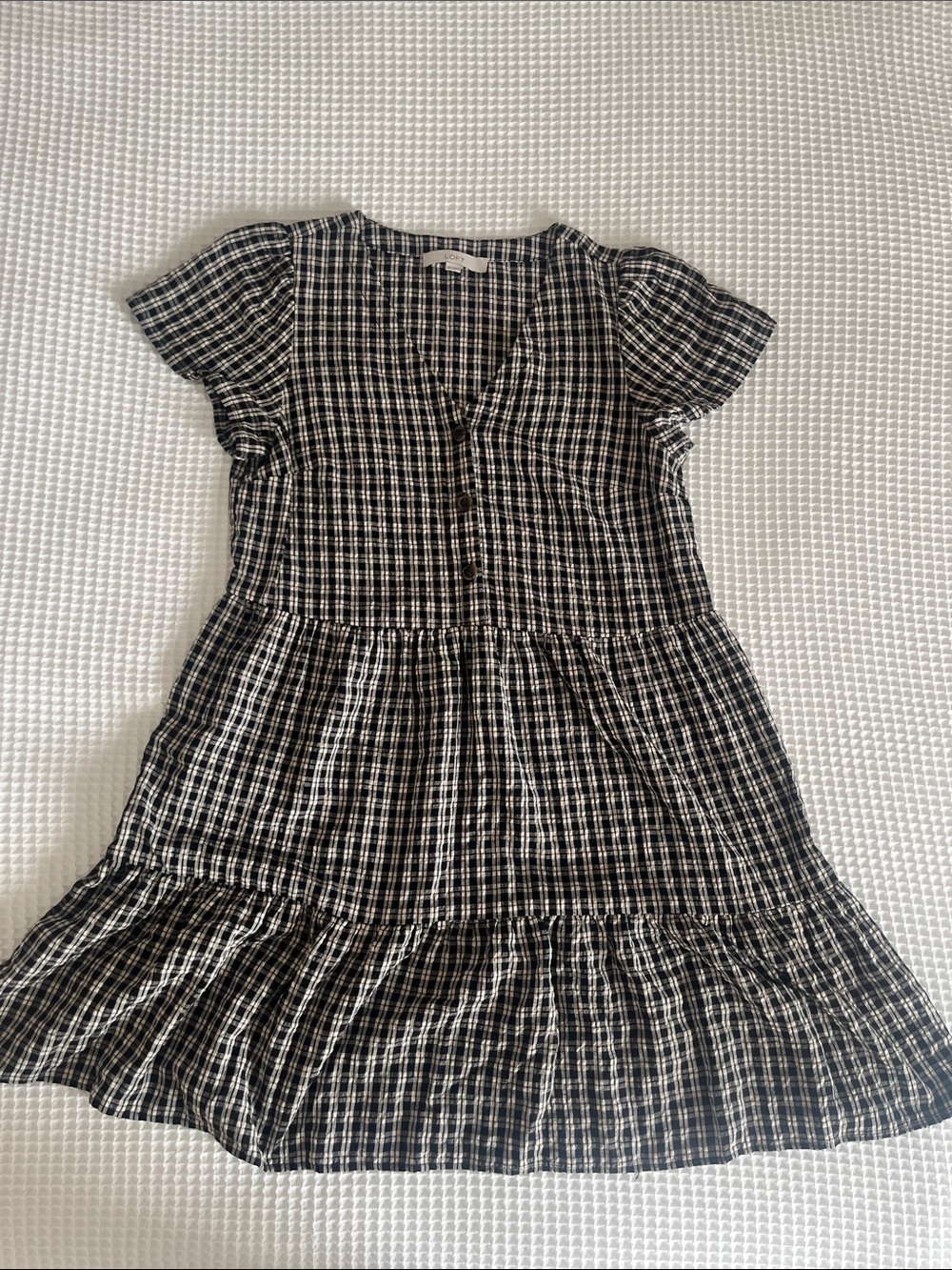 Women’s Black & White Check Babydoll Dress